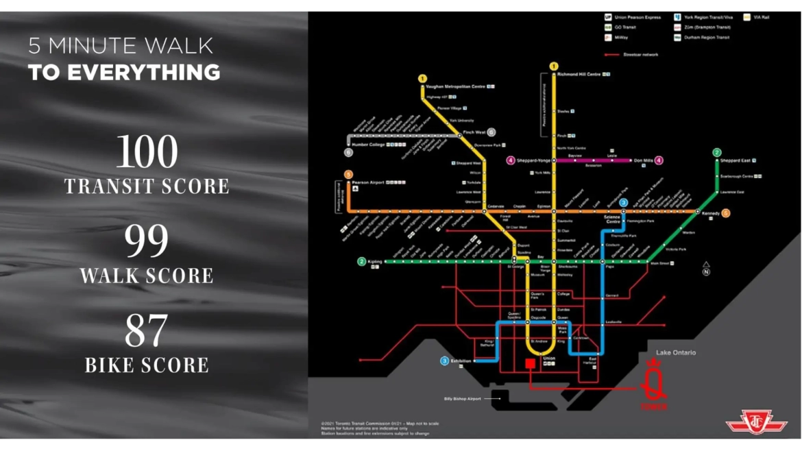 Map of Q Towers downtown Toronto