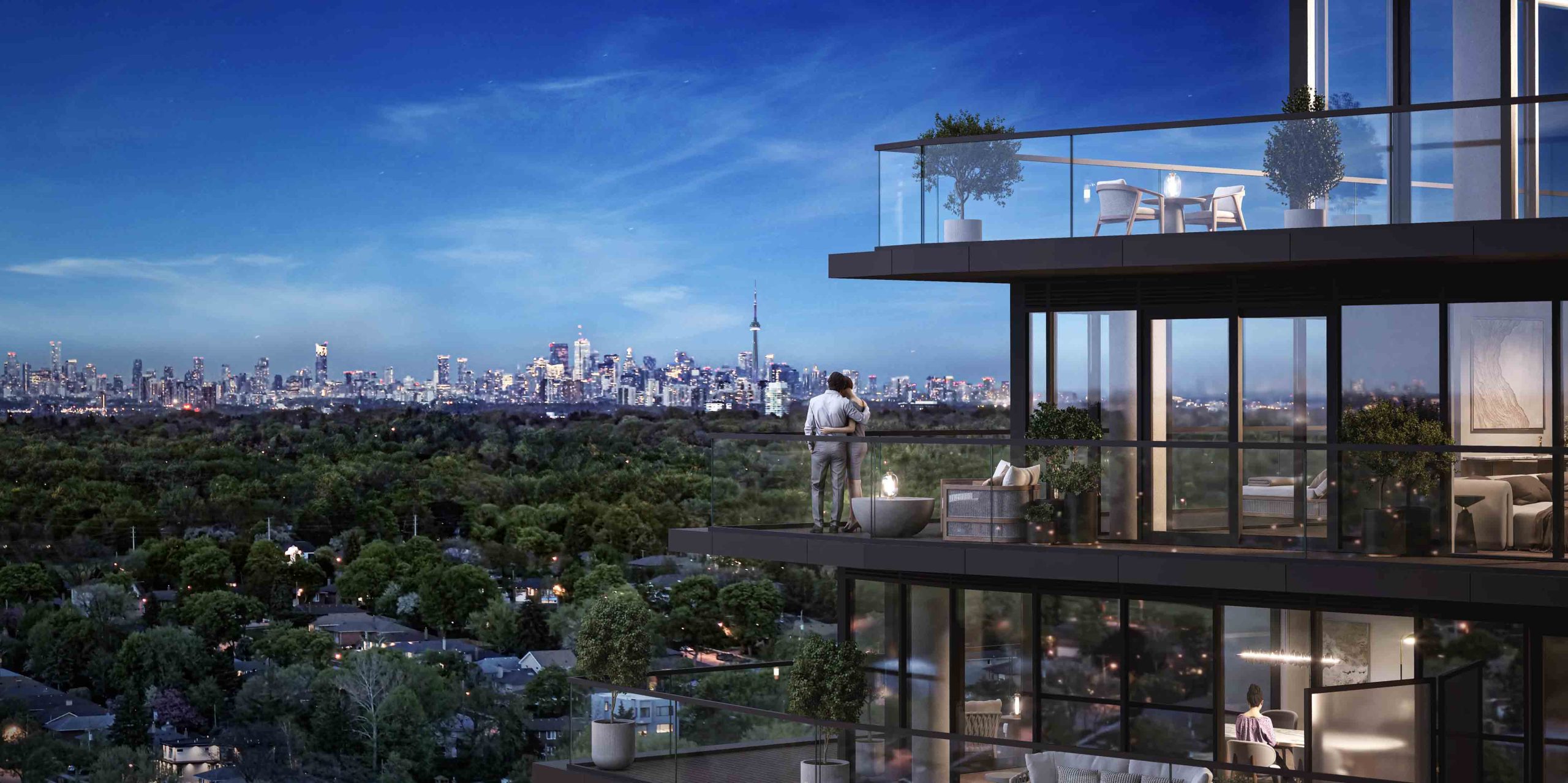 view of the Toronto Skyline from the 9 Hundred Codos