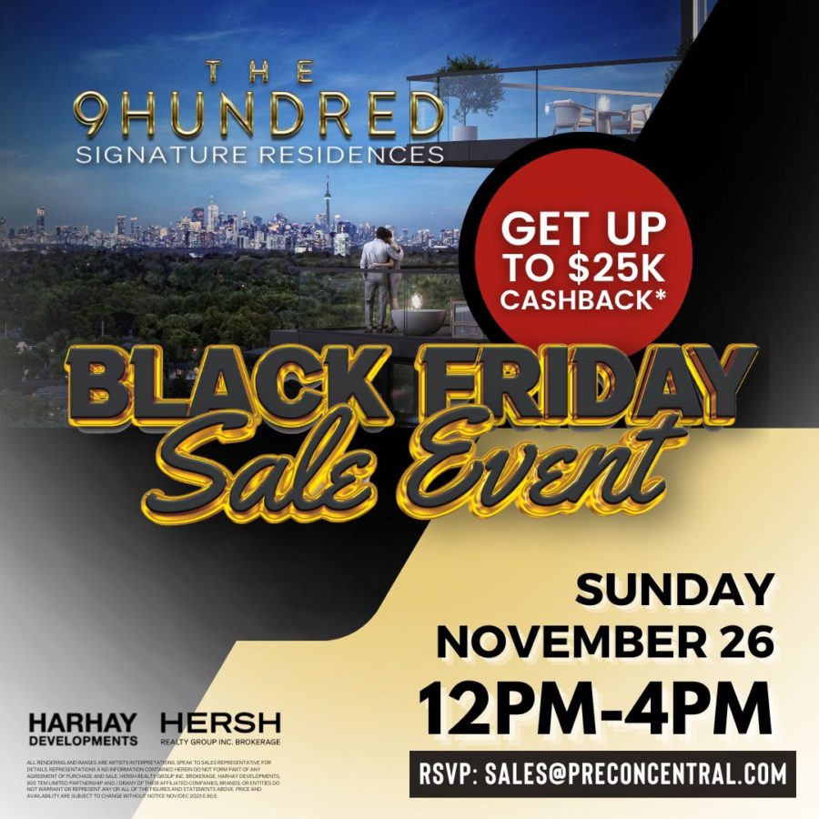 Marketing flyer for The 9Hundred Condos Pre-Conn Black Friday Sales Event
