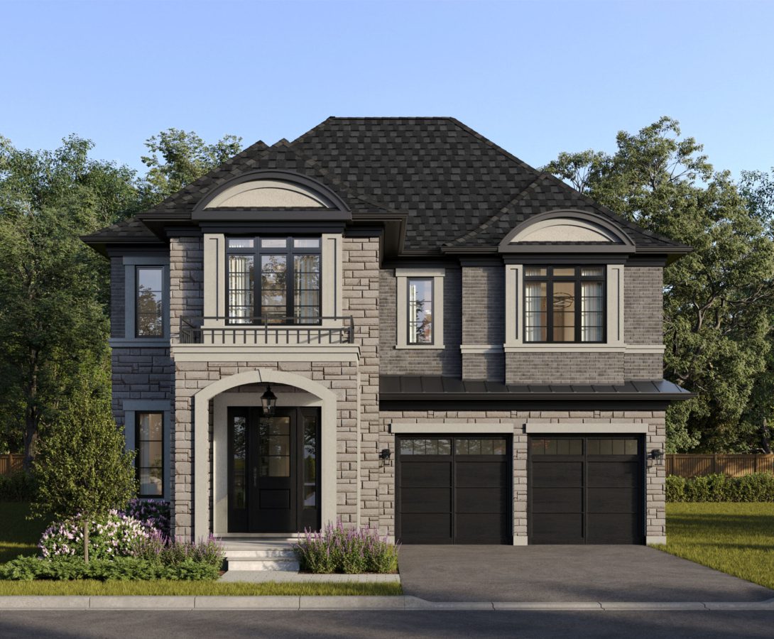 Front view of a luxury home in the Lake Pointe Community of Stoney Creek by DeSantis Homes